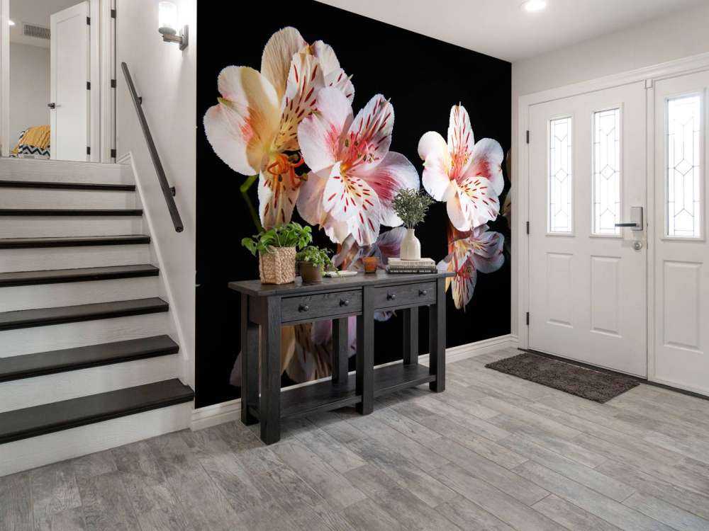 Alstroemeria flowers with reflection