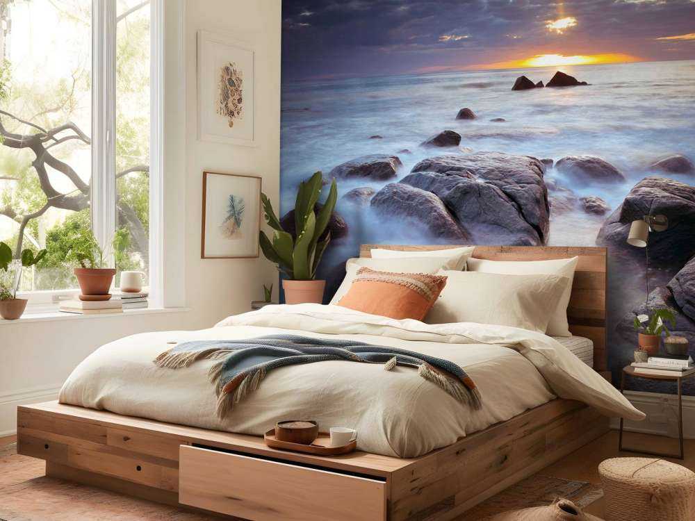 Sunset over a rocky coast