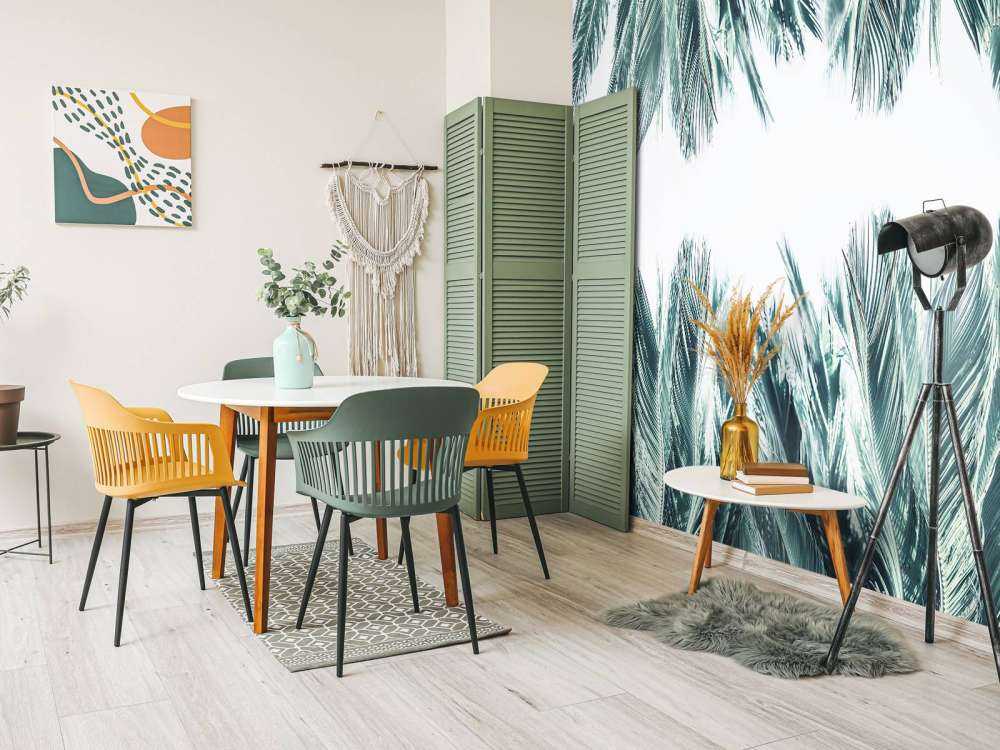 Palm leaves on white background