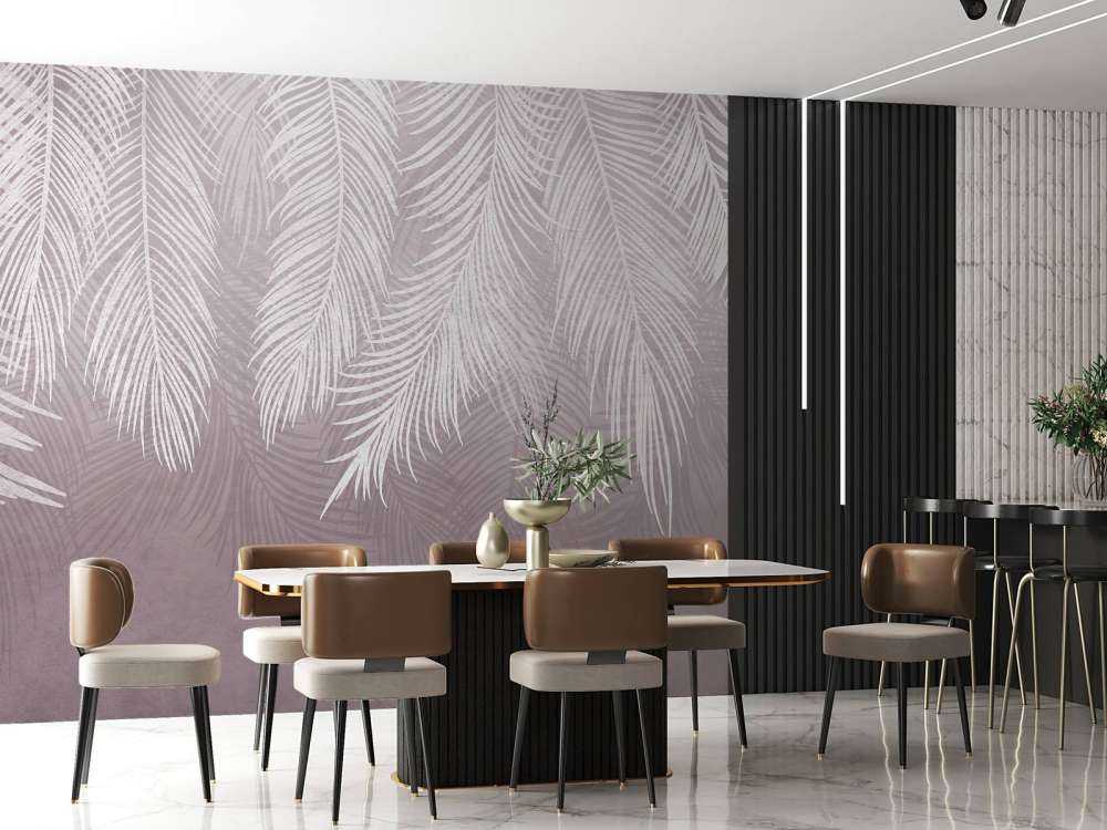 Palm leaves on concrete