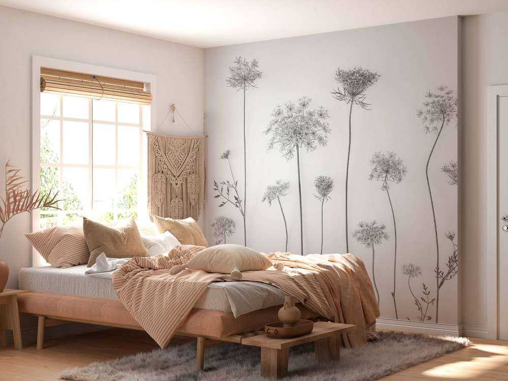 Cow parsley in black and white