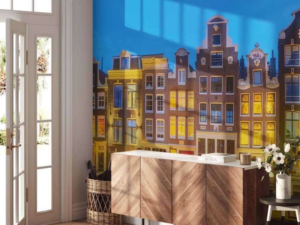 Amsterdam houses in the night