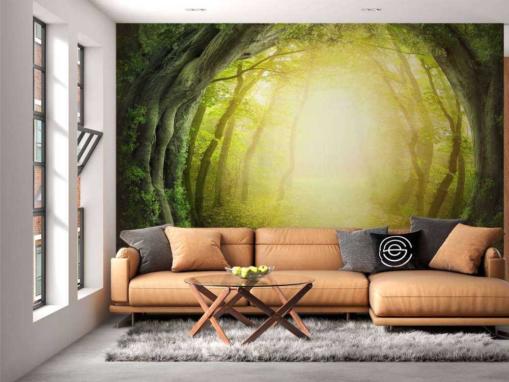 Stone path through forest