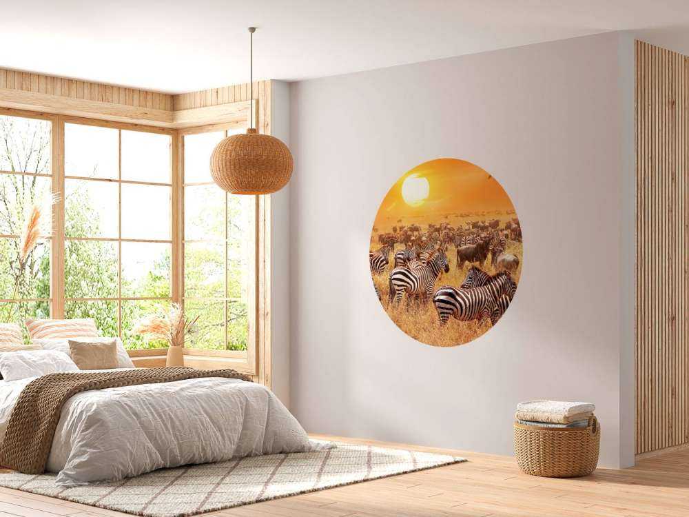 Savanna sun with zebras