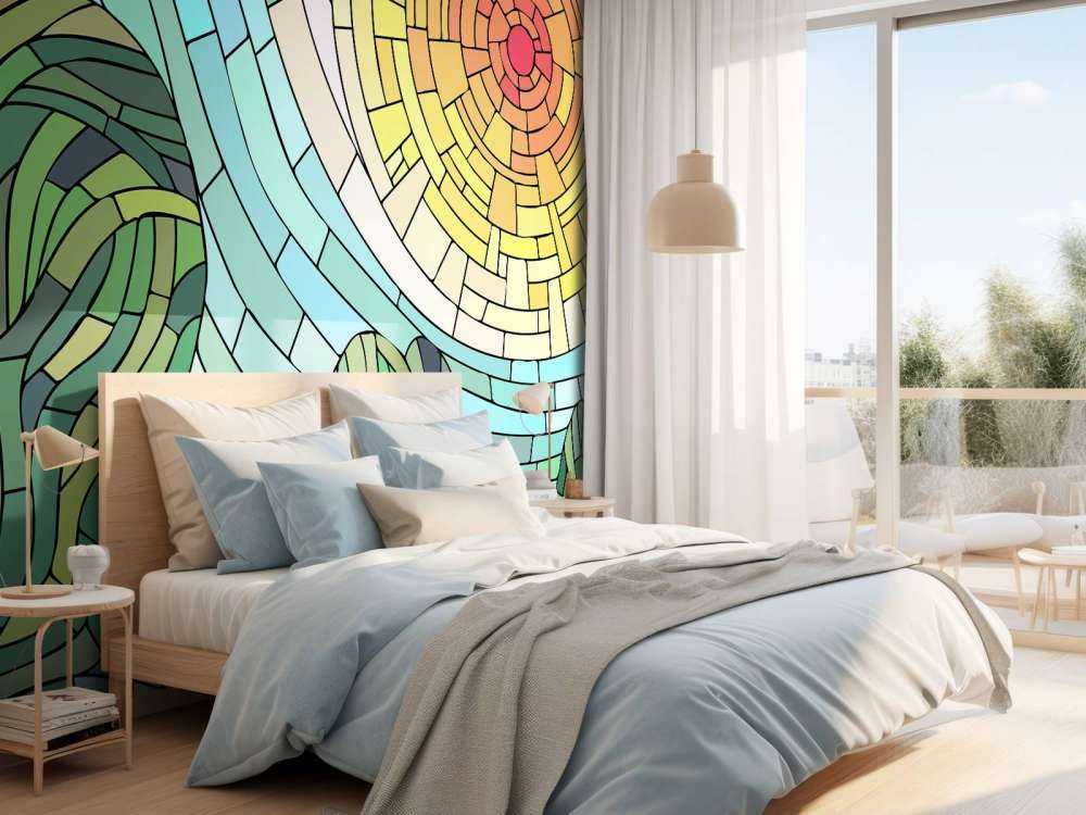 Red sun by the trees