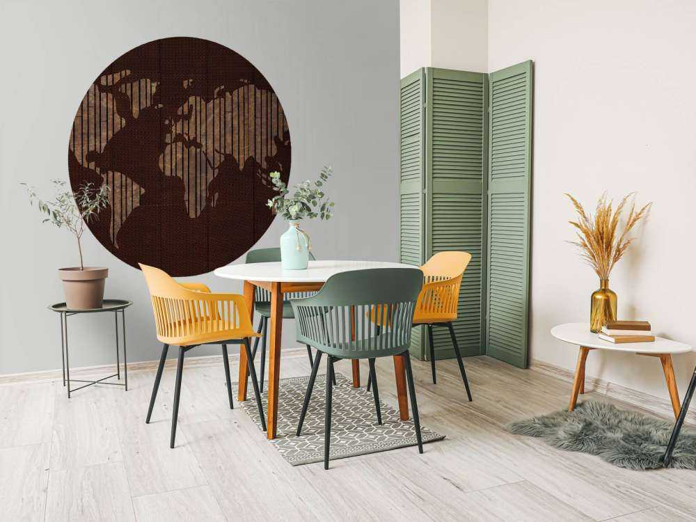 World map with wood structure