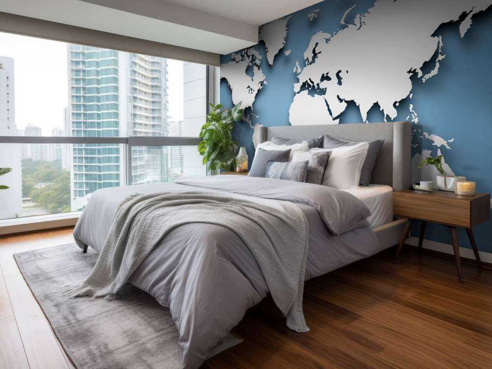 3D World map blue