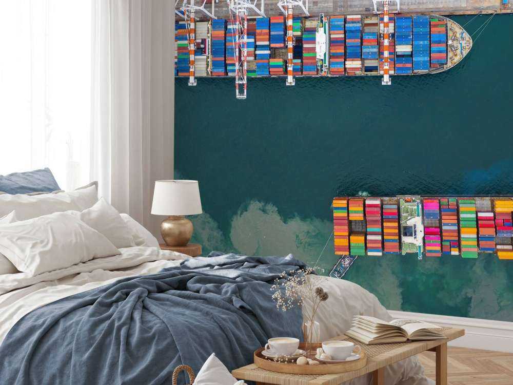 Top view container ships