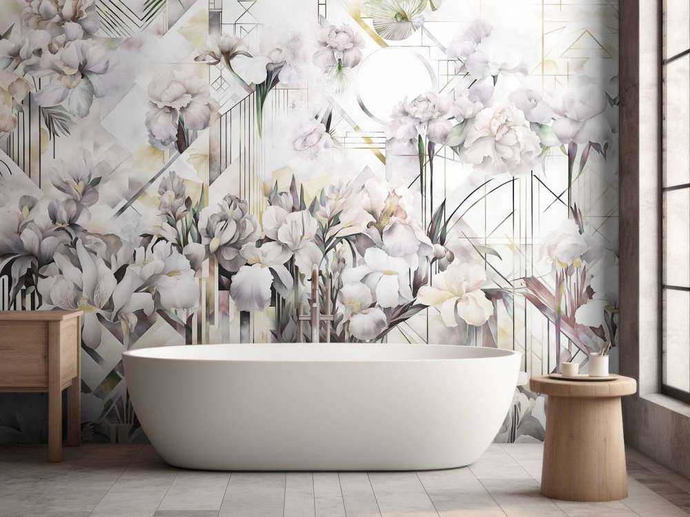 Huge Watercolor Irises Beige