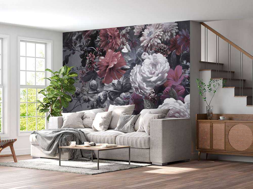 Big bouquet with red poppies