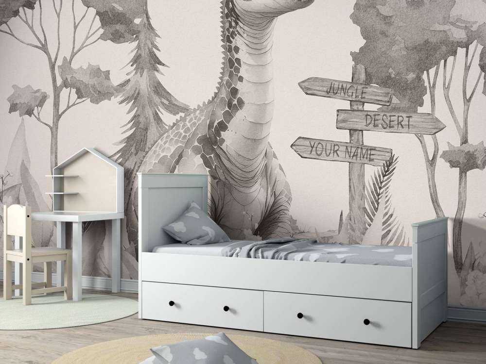 Baby brachiosaurus in the beige jungle