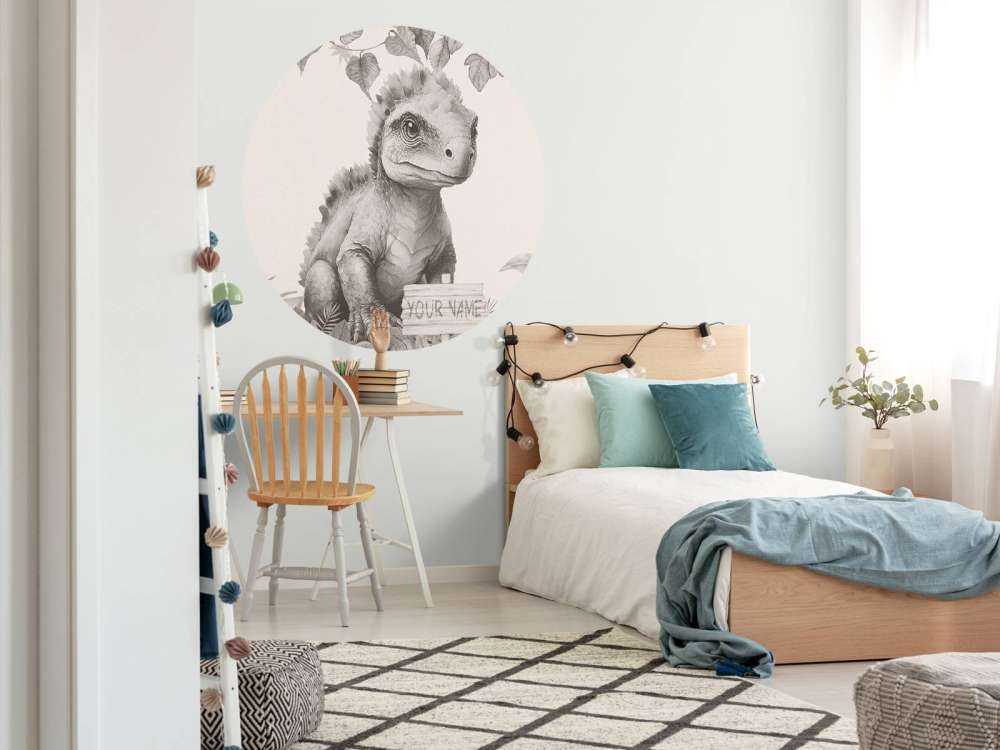 Baby ankylosaurus in the beige jungle