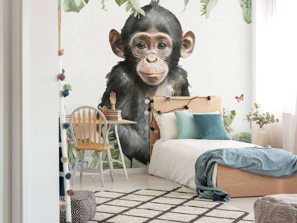 Baby chimpanzee in the jungle