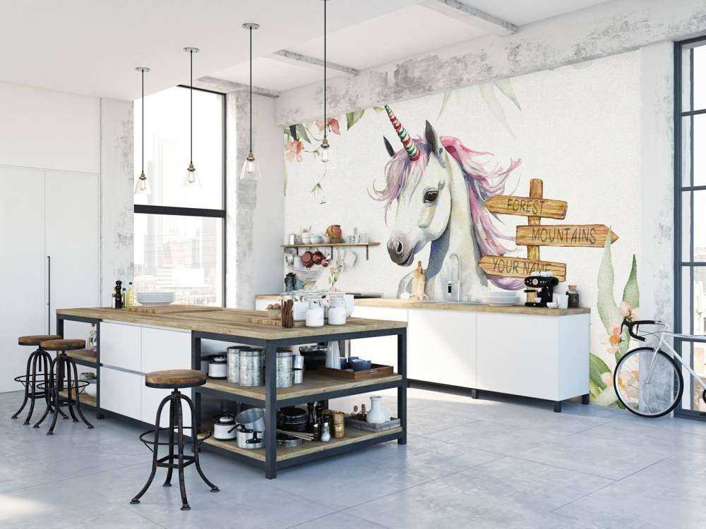 Baby unicorn with plants