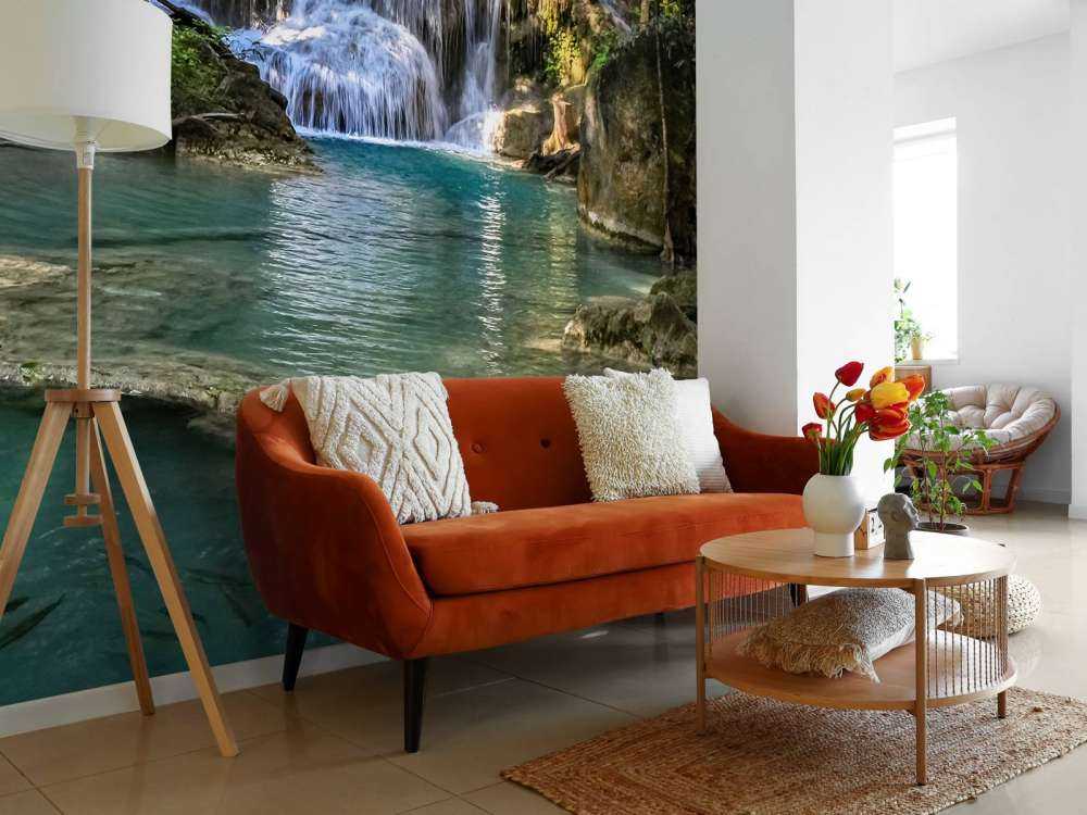 Fishing at a waterfall