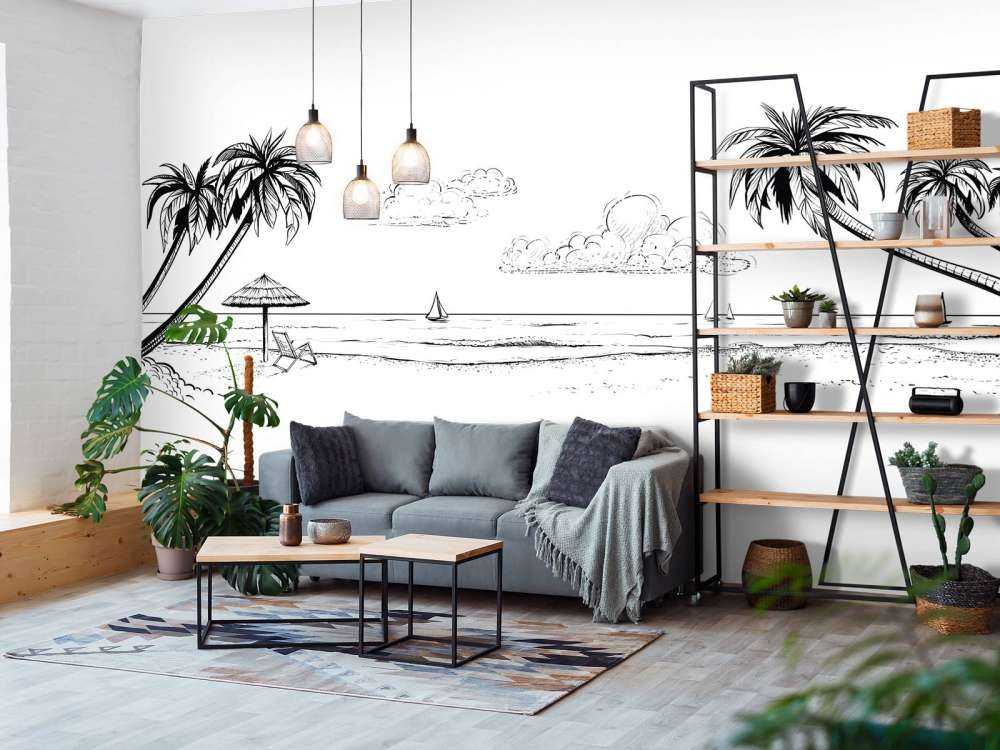 Beach in black and white