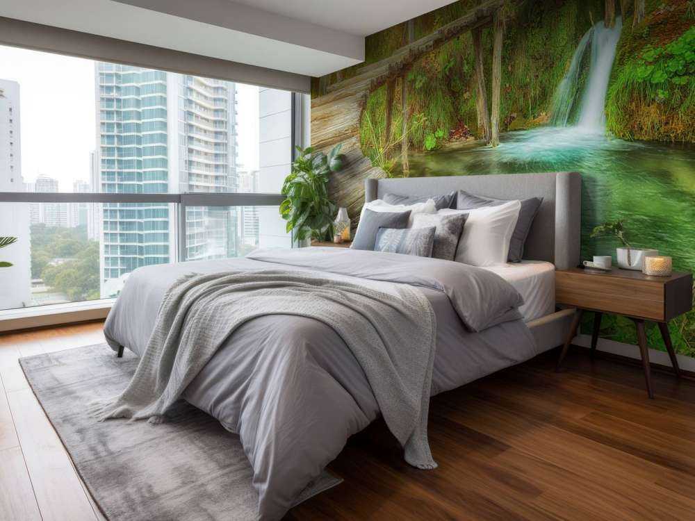 Wooden bridge with sunlight