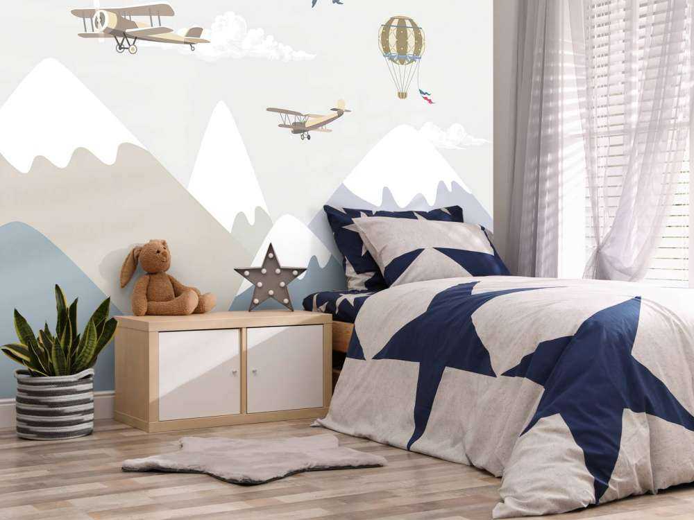 Mountains with balloons