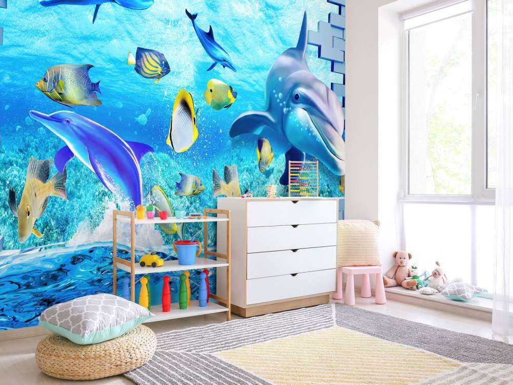 Dolphins behind a wall