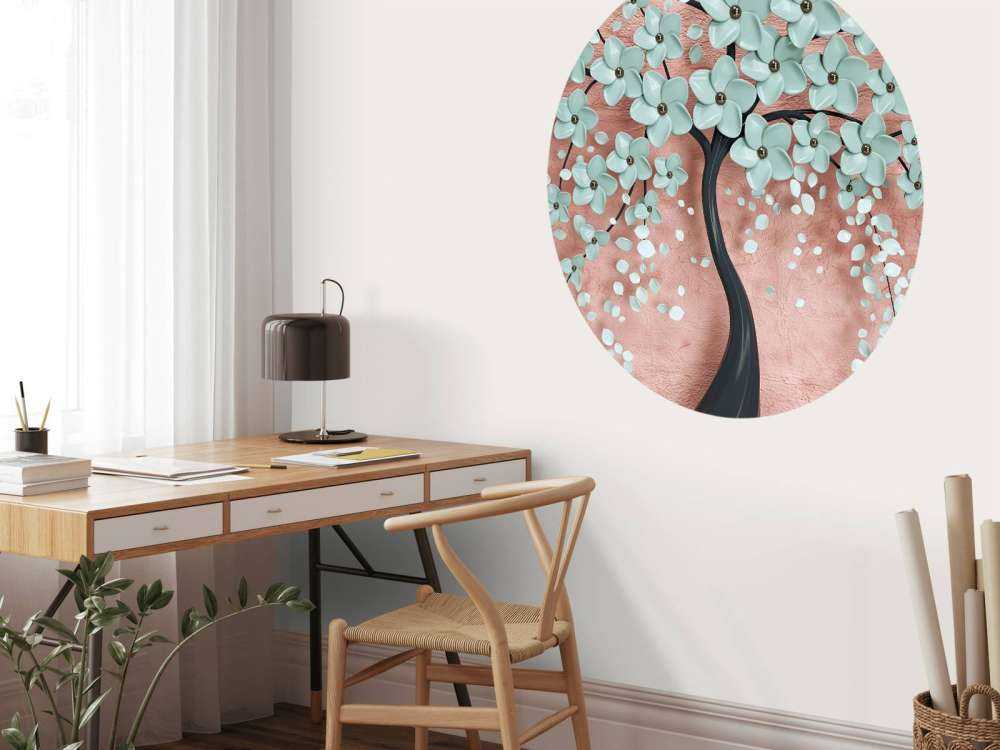 Black fantasy tree with mint flowers