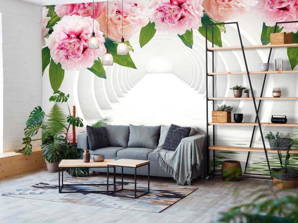 Tunnel with peonies