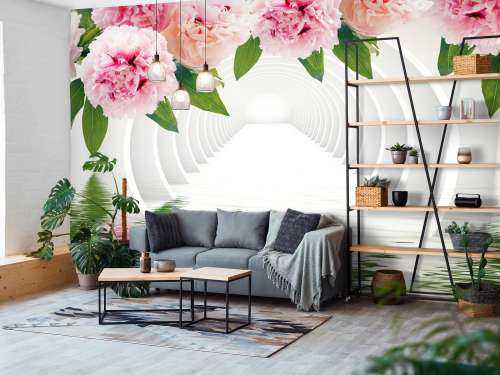 Tunnel with peonies