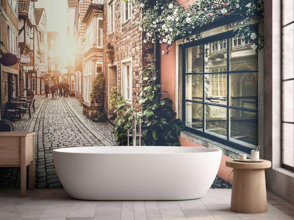 Sunset in an old street