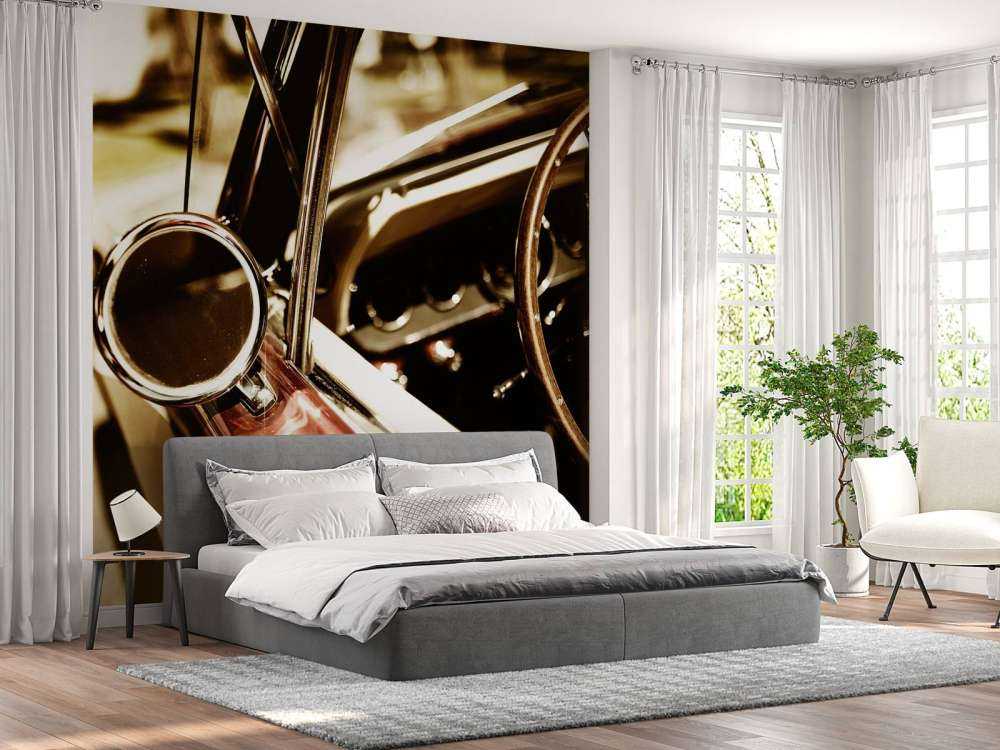 Closeup red classic car