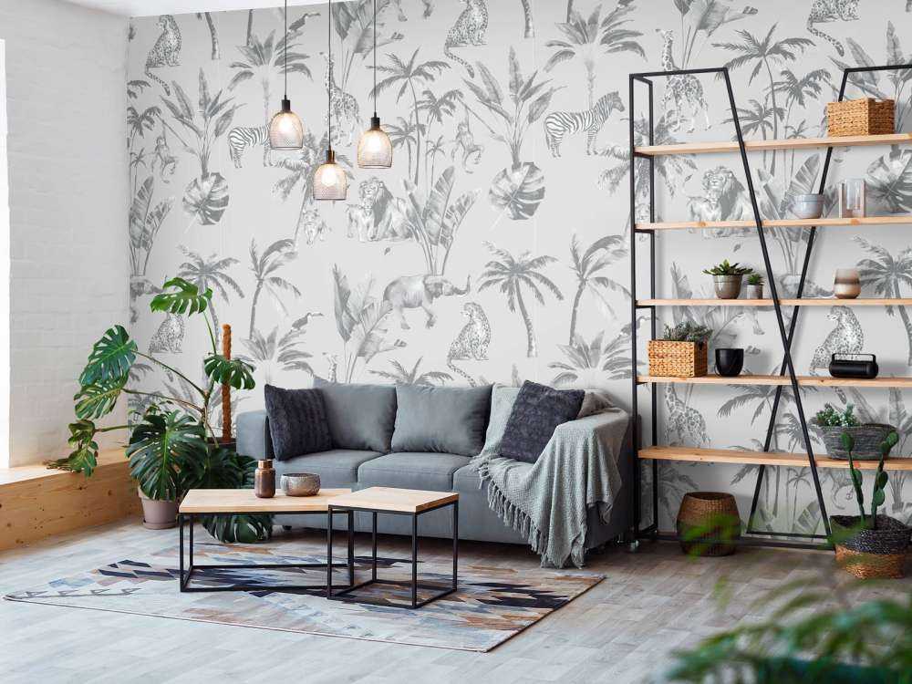 Animal jungle pattern gray