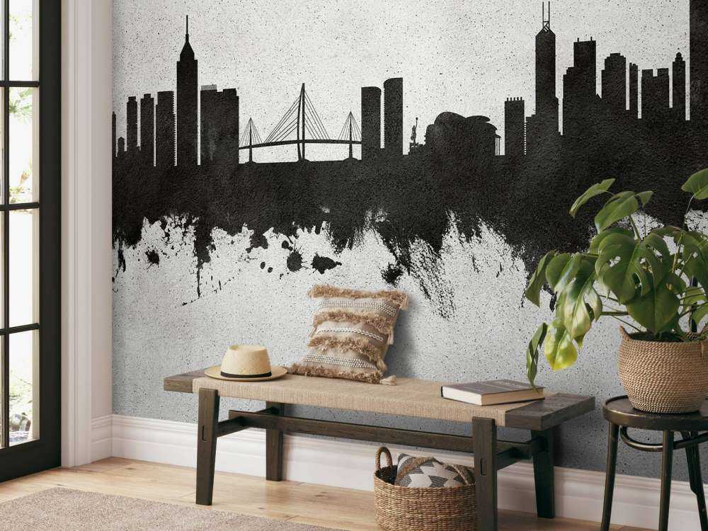 Watercolor skyline, Hong Kong