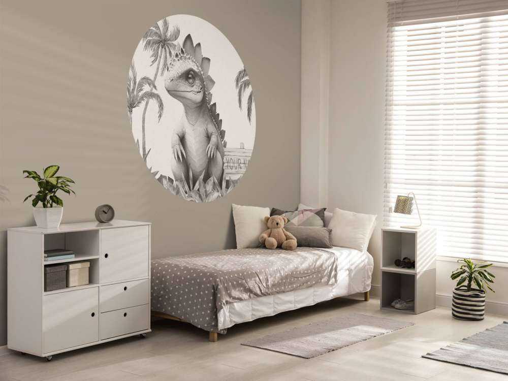 Baby stegosaurus in the beige jungle