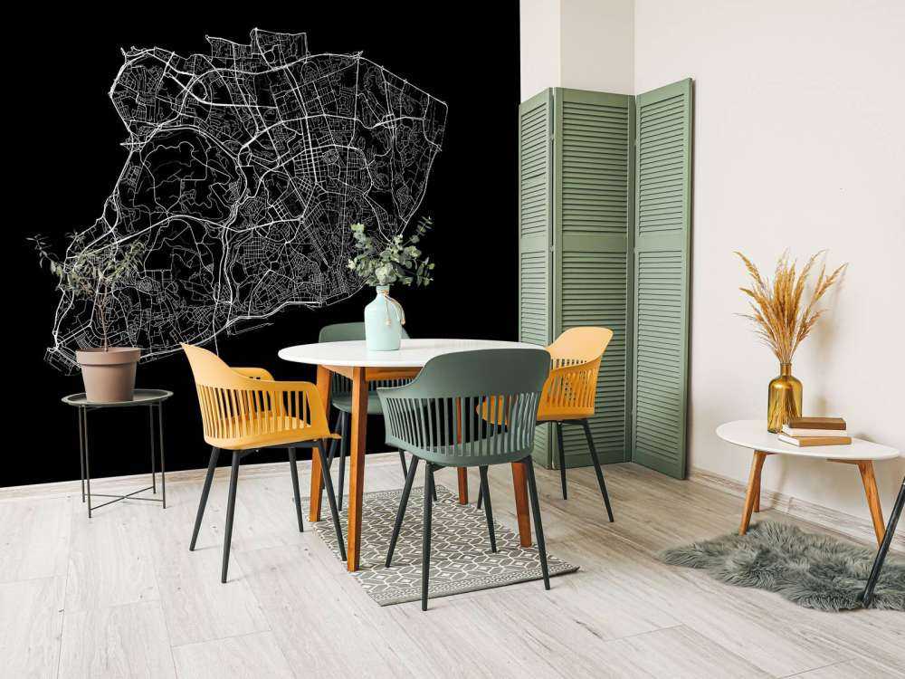 Plattegrond van Lissabon, zwart