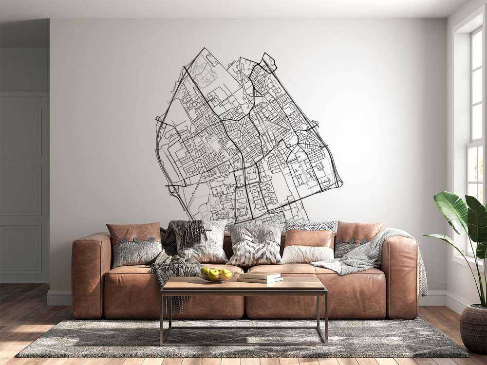 Plattegrond van Delft, wit 