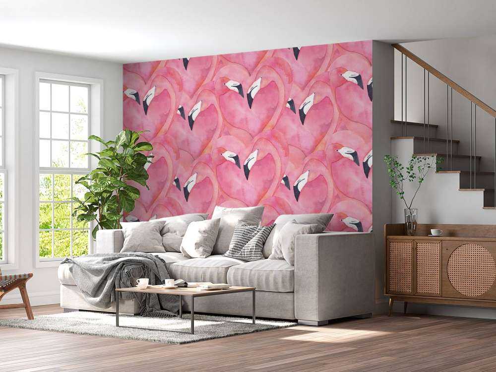 Watercolor flamingos