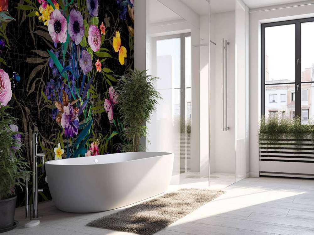 Bloemen design met een zwarte achtergrond