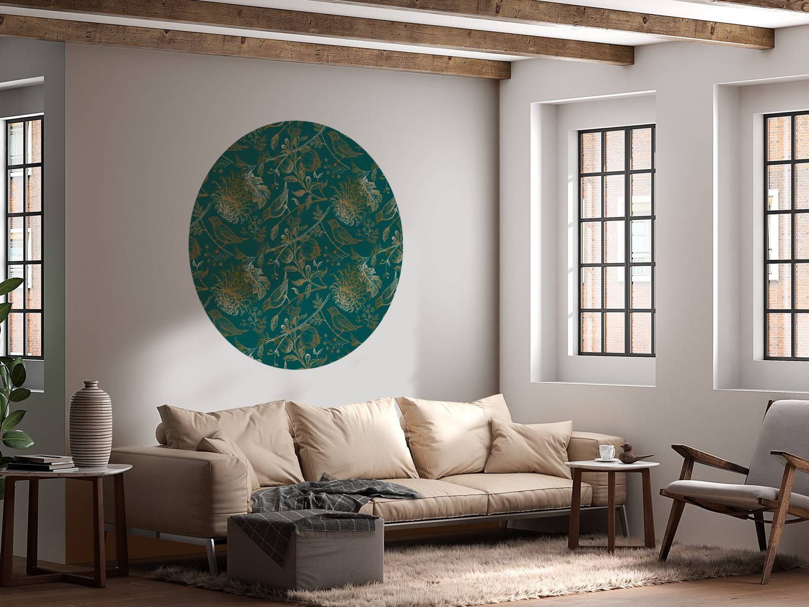 Chrysanthemum and bird pattern