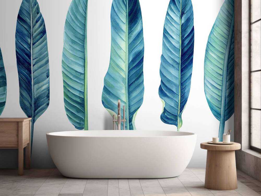 Tropical leaves on white background