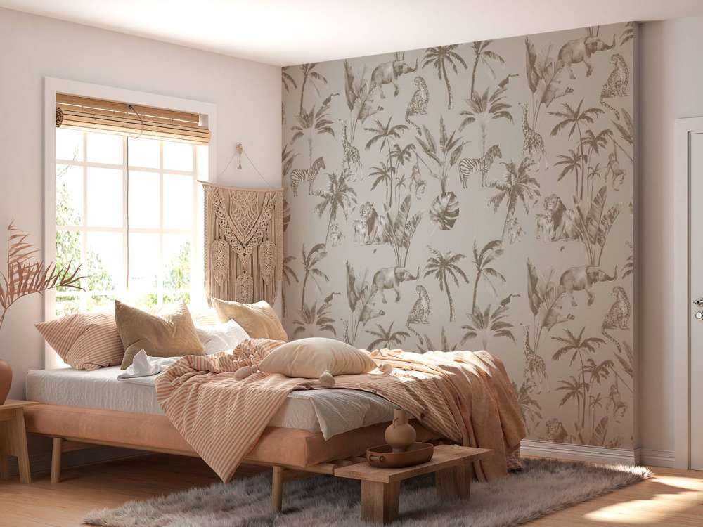 Animal jungle pattern taupe