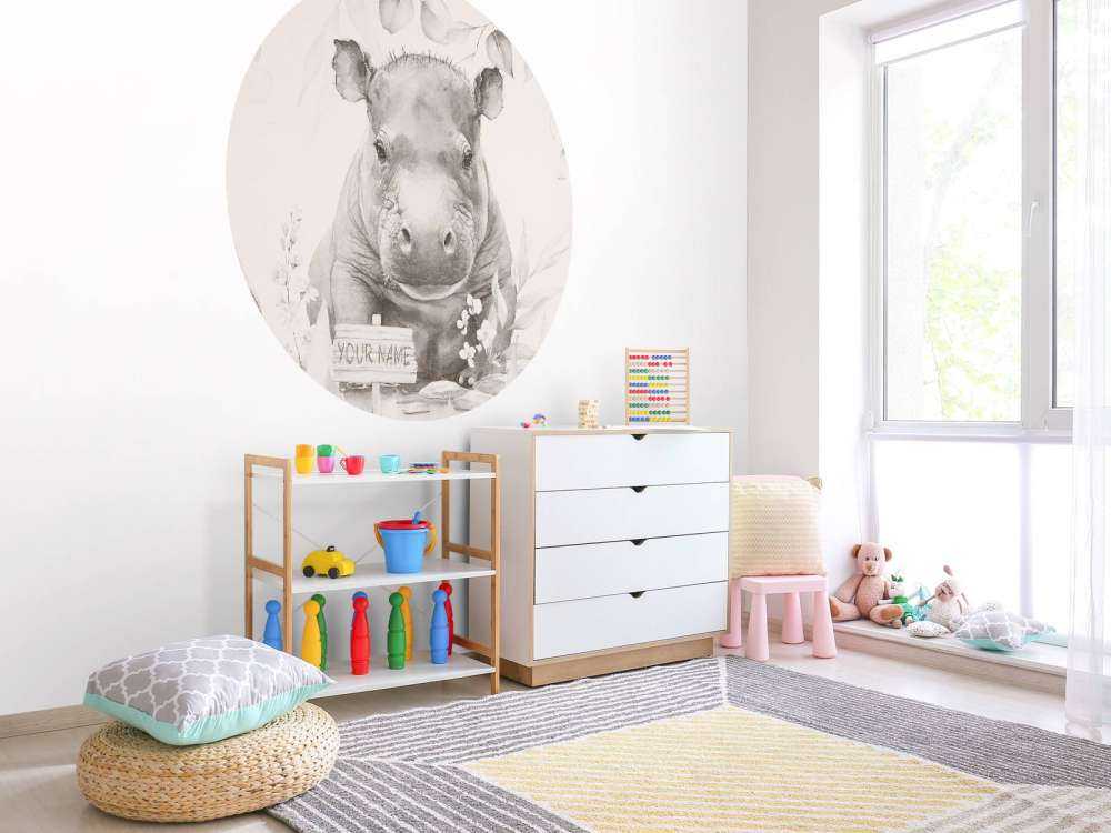 Baby hippo in the jungle beige