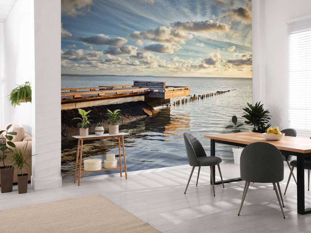 Jetty with beautiful clouds