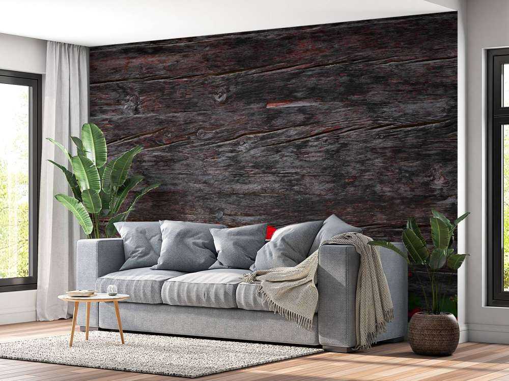 Weathered wood with flowers