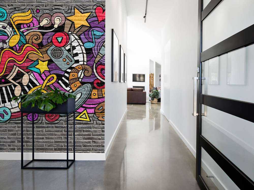 Music graffiti on brick