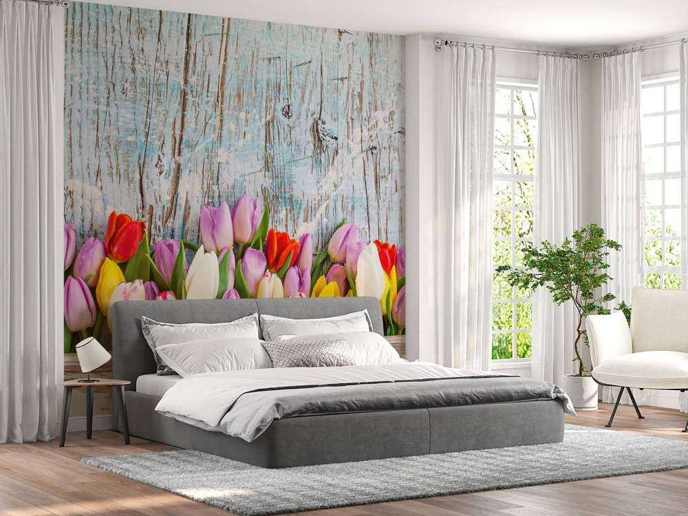 Tulips with wood