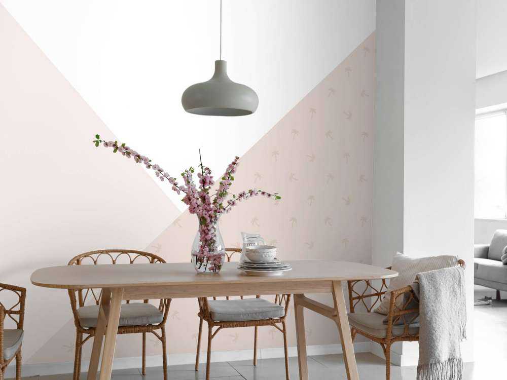 Pink triangles with palm trees