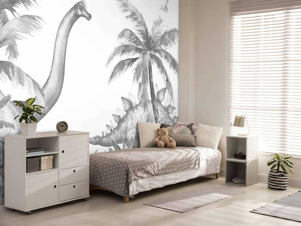 Dinosaurs in black and white