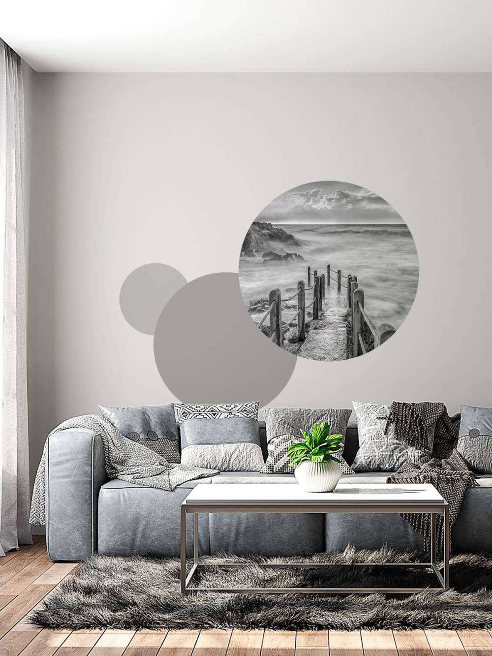 Wooden bridge to fog