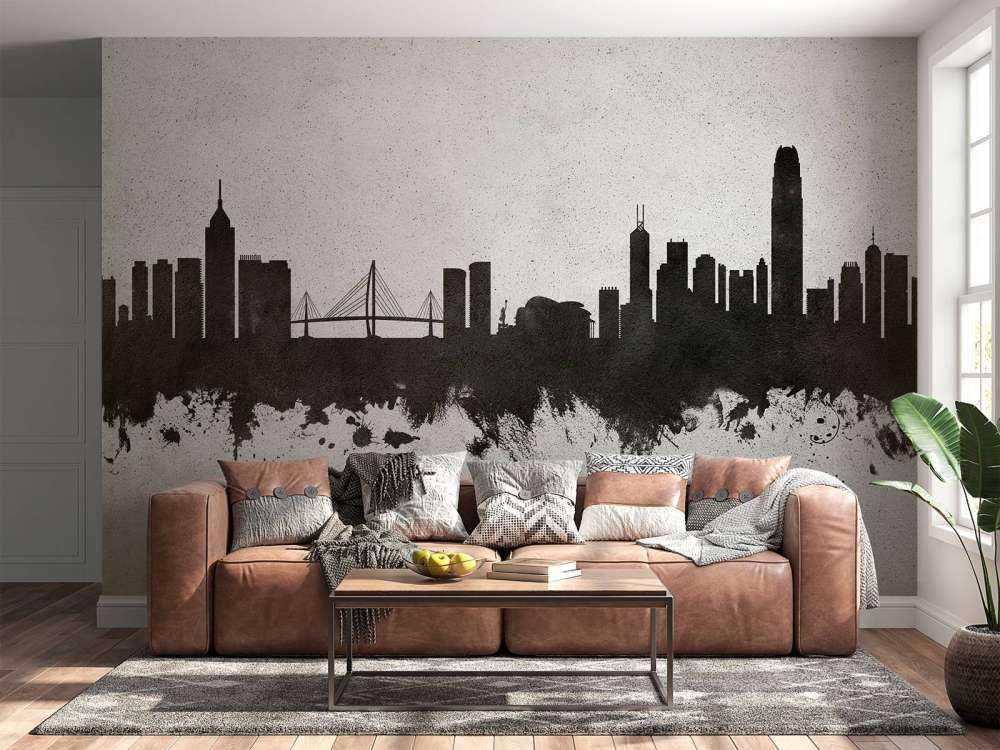 Watercolor skyline, Hong Kong