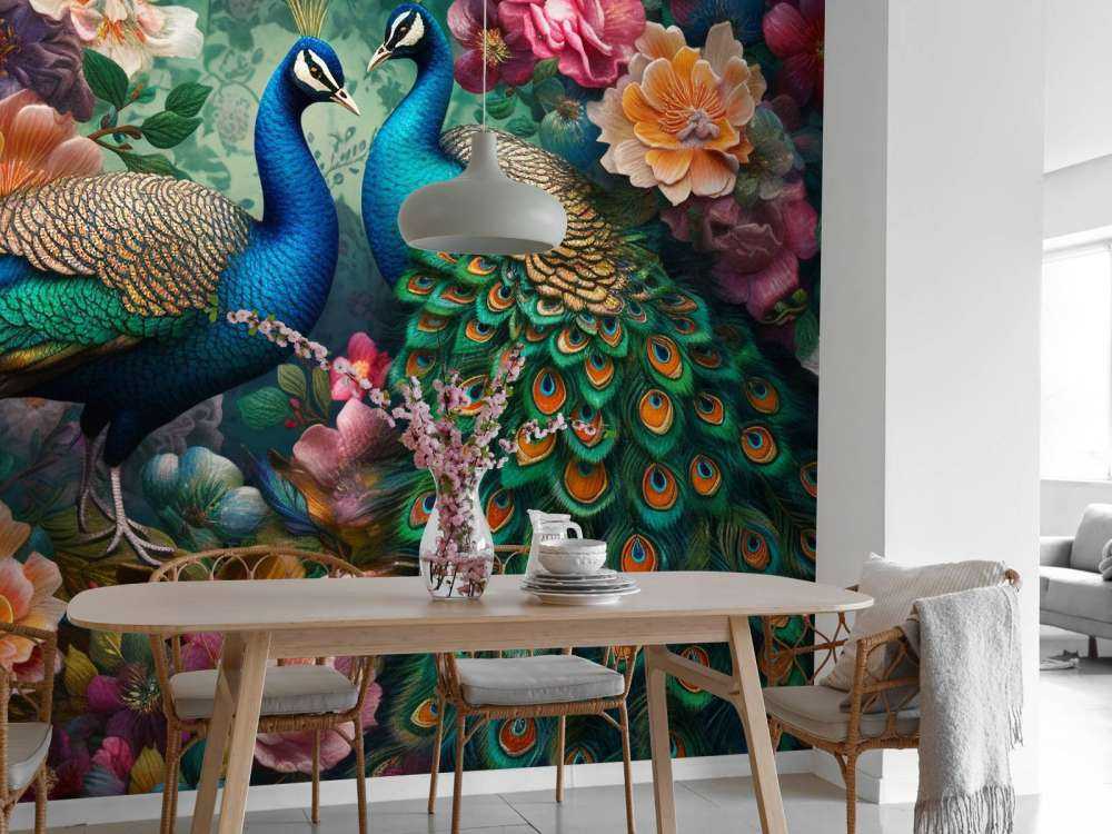Floral Ball with Peacocks