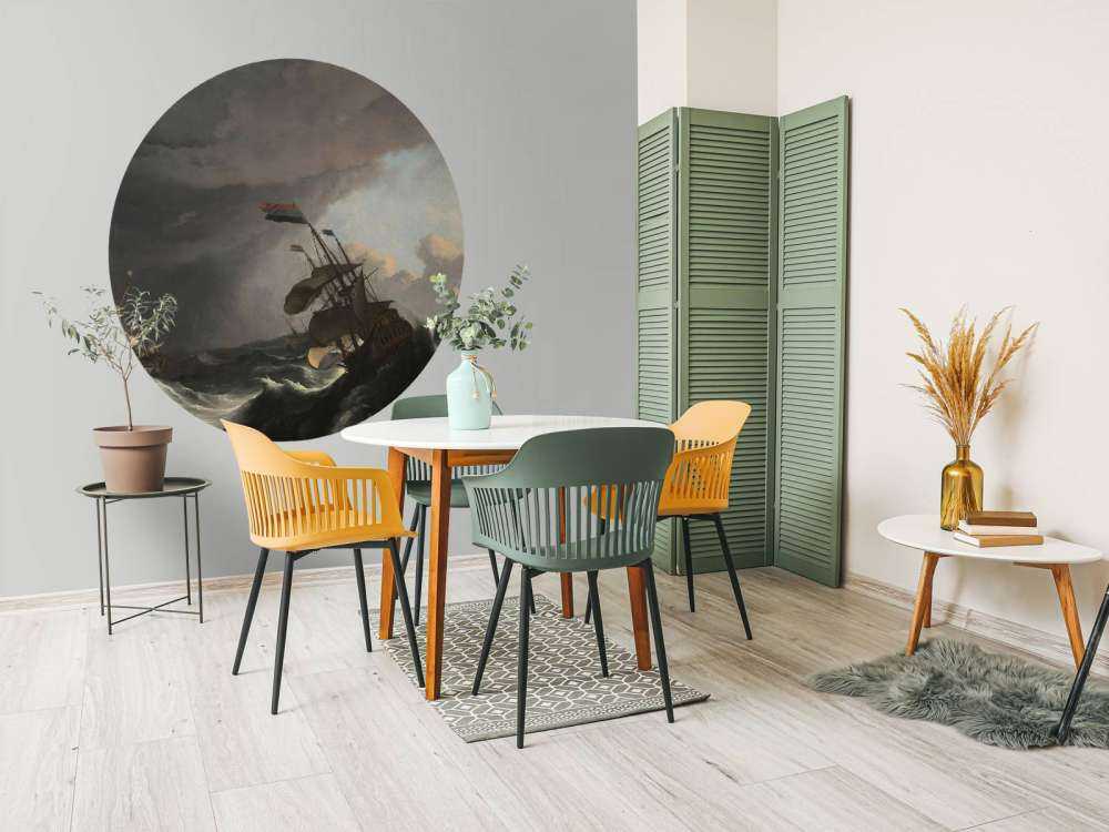 Warships during a storm