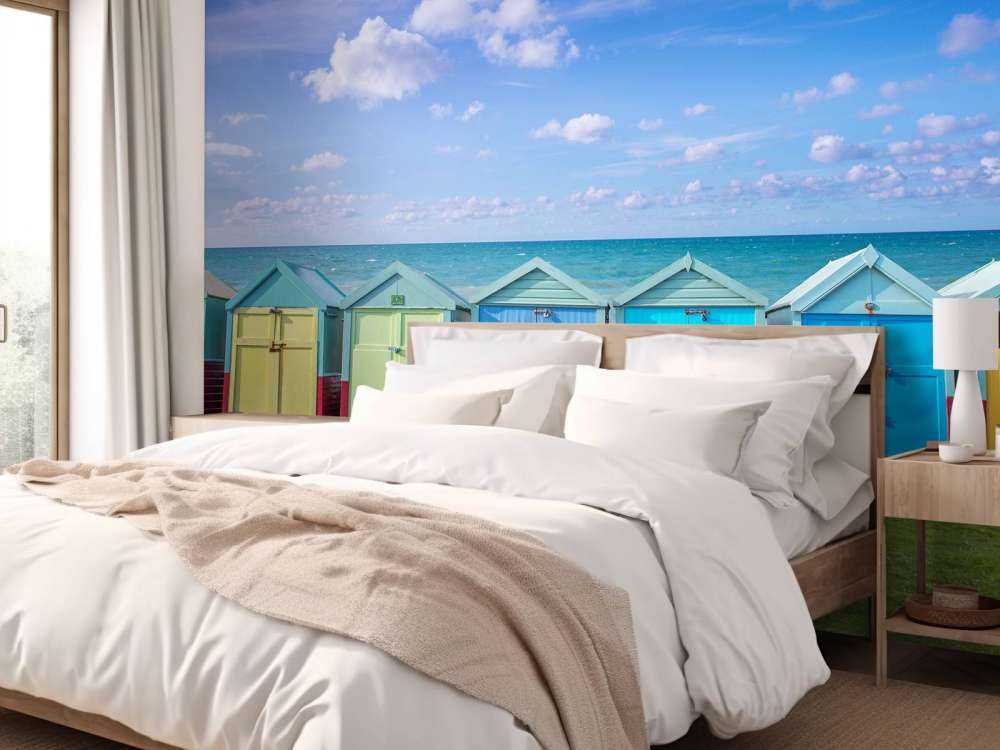 Colourful beach huts